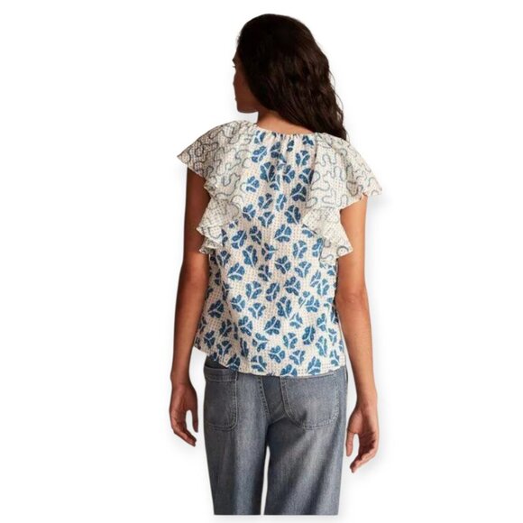 Rebecca Taylor Perla Ruffled Silk Blouse XS Snow Combo - Picture 5 of 16